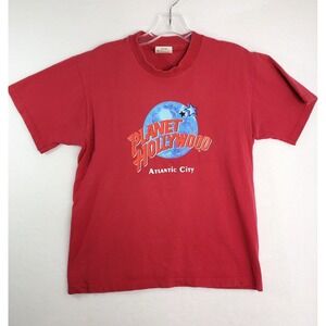 Planet Hollywood Vintage Tee Mens M Red Atlantic City T-Shirt Graphic Souvenir‎